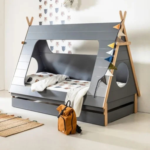 BLN Kids Tipi Bed Grijs Incl. Bedlade 90 X 200 Cm - Afbeelding 2