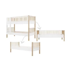 Bopita Mika Combi - Stapelbed Wit / Eiken 90 X 200 -Kindermeubelwinkel combi bunkbed 90x200 mika white oak e7e5