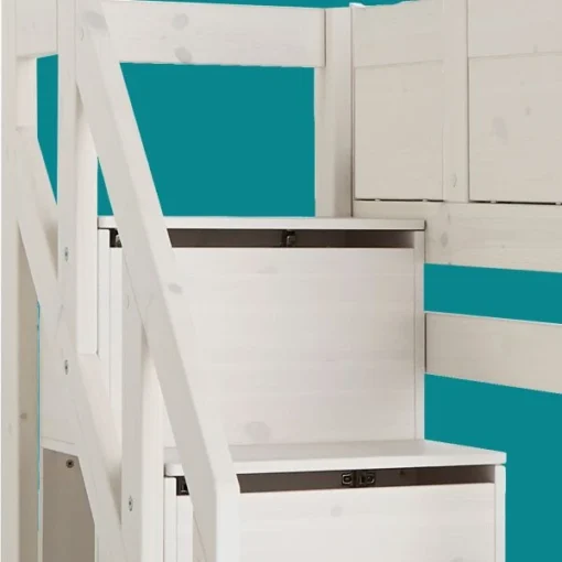 LIFETIME Kidsrooms Halfhoogslaper Met Trapkast Whitewash - Afbeelding 2