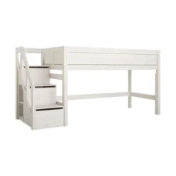 LIFETIME Kidsrooms Halfhoogslaper Met Trapkast Whitewash