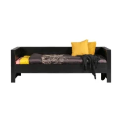 Woood Dennis Bedbank Grenen Zwart 90 X 200 Cm